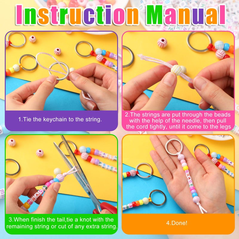 Landical 564 Pcs DIY Bead Keychain Kit Key Chain Making Craft Adjustable Letter Beads String Mama Sport Gift Alphabet Jewelry Backpack Accessories Holiday Party Favor (Volleyball,Vivid Color) - Image 2