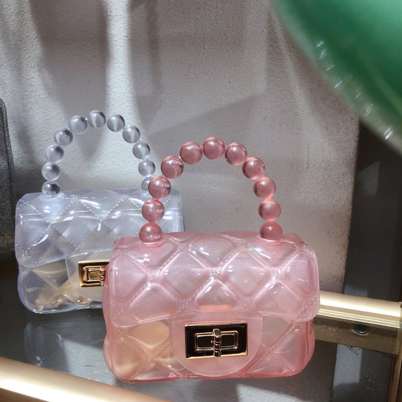 2026 Korean Style Transparent Jelly Crossbody Bag with Diamond Quilted Chain - Image 3