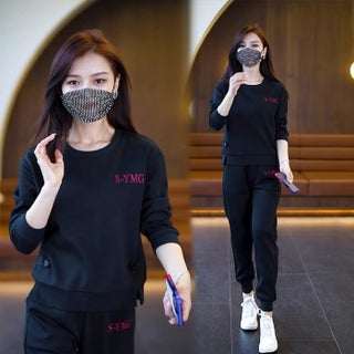 Sports suit Womens 2024 Spring and Autumn New Western Style Age-reducing Small Crewneck Sweatshirt Running Clothes Casual Two-piece Set Black - pzsku/Z4603F380E30B3CCC25D3Z/45/1746233639/9958c541-4154-4422-aea8-55c53800f62e