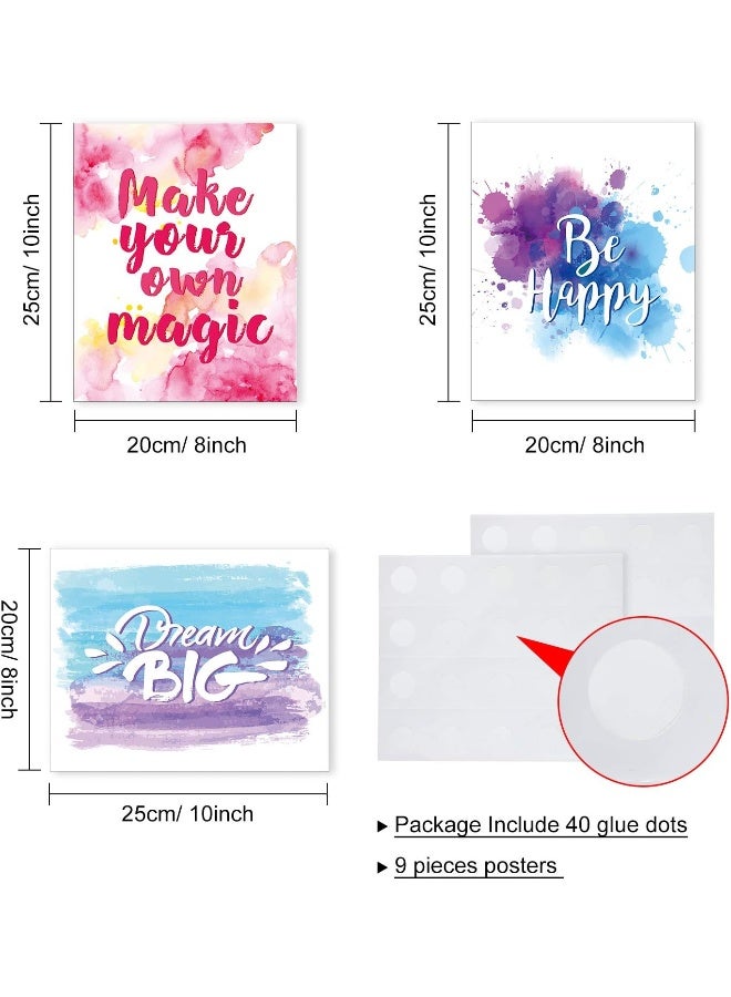 Home Trove Outus Set of 9 Watercolor Inspirational Wall Art Prints Abstract Paint Motivational Quote Phrases Posters for Living Room Office Classroom Kids Room Decoration 8x10inch Unframed - Image 2