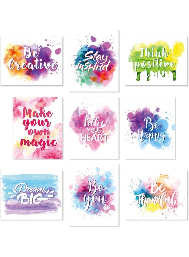 Home Trove Outus Set of 9 Watercolor Inspirational Wall Art Prints Abstract Paint Motivational Quote Phrases Posters for Living Room Office Classroom Kids Room Decoration 8x10inch Unframed - Image 1
