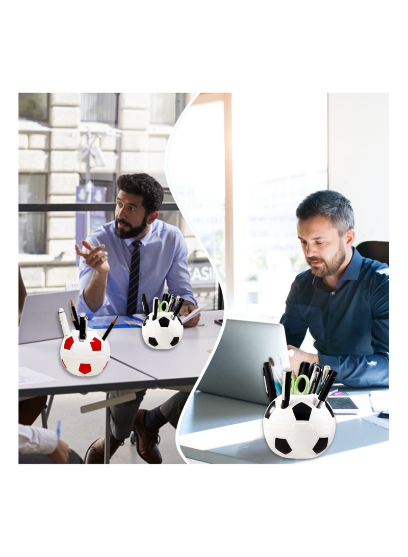 SYOSI 2 Pieces Soccer Pen Holder,  Creative Football Pen Holder, Desktop Pencil Holder for Office School, Pen Organizer Desk Decor for Kids Gifts (Black and Red) - Image 3
