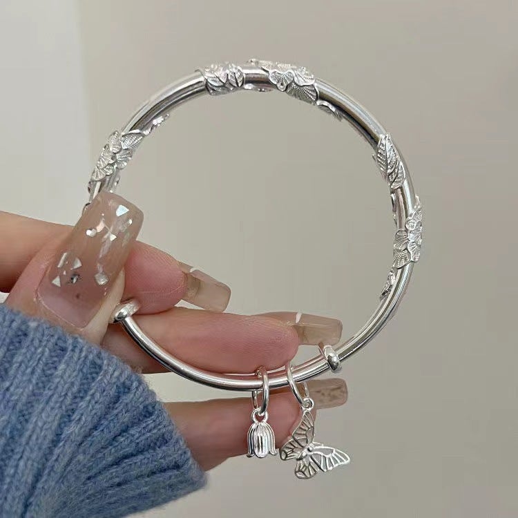 Sale Explosive Real Brocade Butterfly Heart Push-Pull Bracelet Women'S Flowers Like Brocade Niche Design For Girlfriend - Image 3