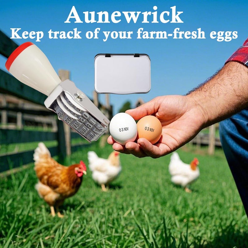 Aunewrick Egg Date Stamp Kit with Ink Pad, Month and Day Stamper for Farm Fresh Eggs Chicken Duck Turkey Goose Poultry Eggs - Image 5
