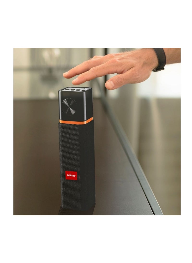 تراندز - مكبر صوت لاسلكي محمول مزود بتحكم دوار من تراندز مع منفذ USB وبطاقة TF وبلوتوث وراديو FM. بطارية احتياطية بقوة 1200 مللي أمبير في الساعة لمتعة متواصلة - Image 1