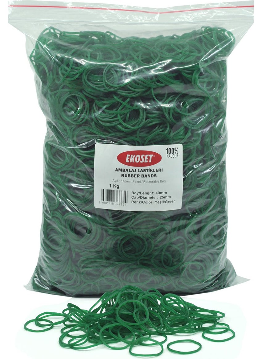Ekoset Rubber Colorful Packaging Buckle Parsley Money Rubber Green 1Kg 40 mm  - Image 1