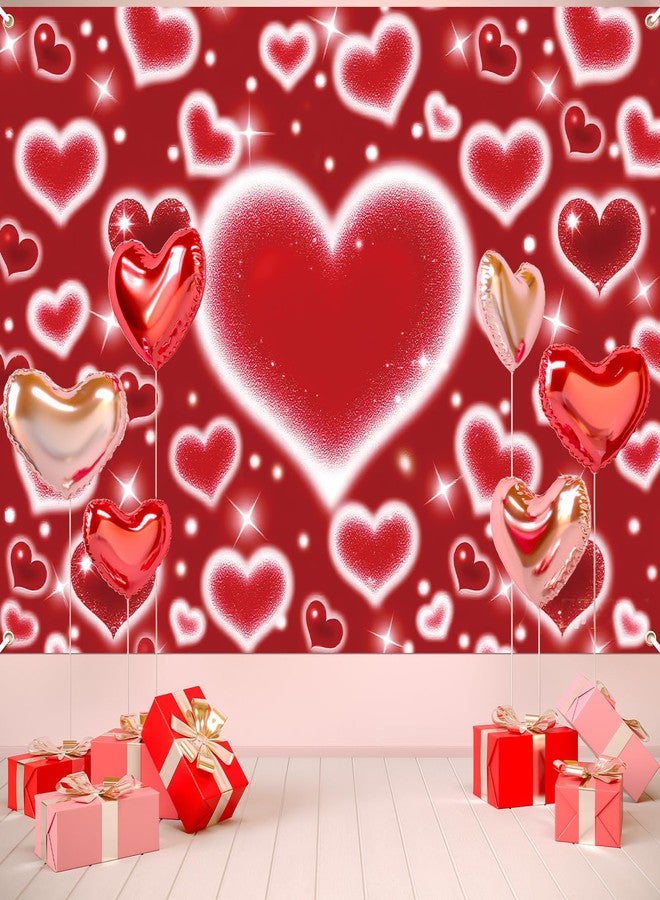 Kreyfer 7 x 5 FT Red Heart Valentine’s Day Backdrop - Romantic Sparkling Heart Photography Background for Wedding, Engagement, Birthday, and Love-Themed Party Decorations - Image 5