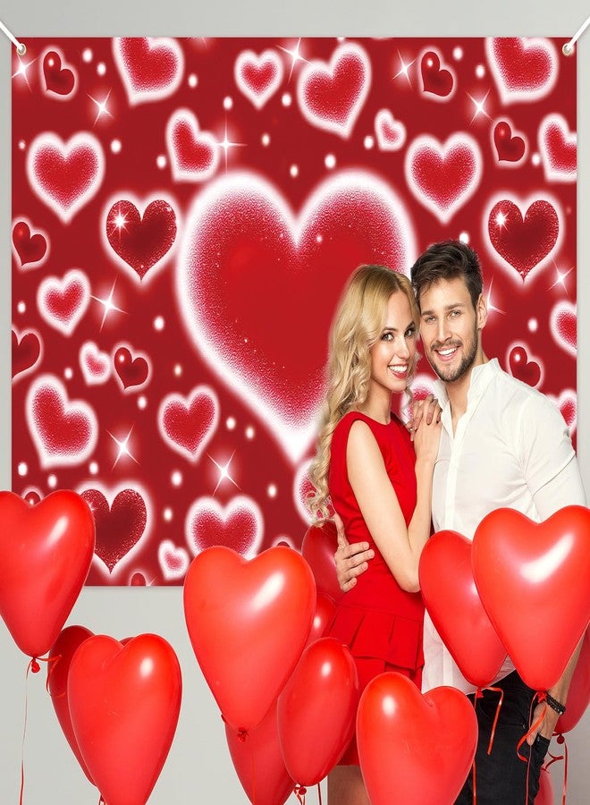 Kreyfer 7 x 5 FT Red Heart Valentine’s Day Backdrop - Romantic Sparkling Heart Photography Background for Wedding, Engagement, Birthday, and Love-Themed Party Decorations - Image 4