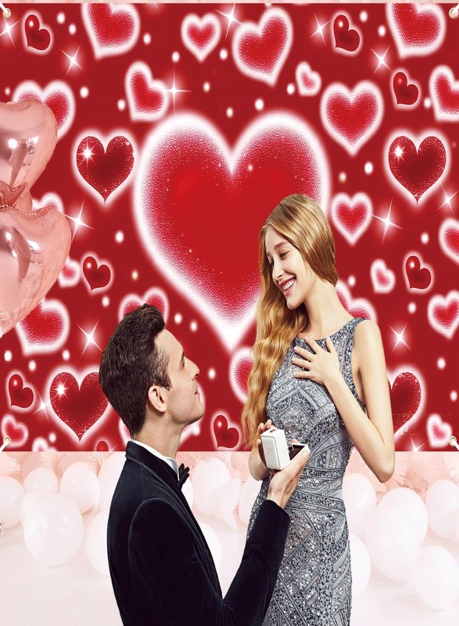 Kreyfer 7 x 5 FT Red Heart Valentine’s Day Backdrop - Romantic Sparkling Heart Photography Background for Wedding, Engagement, Birthday, and Love-Themed Party Decorations - Image 3