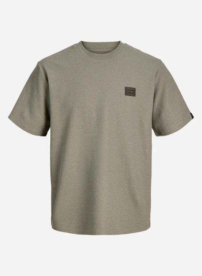 JACK & JONES Grey Crew Neck Badge Detail T-Shirt