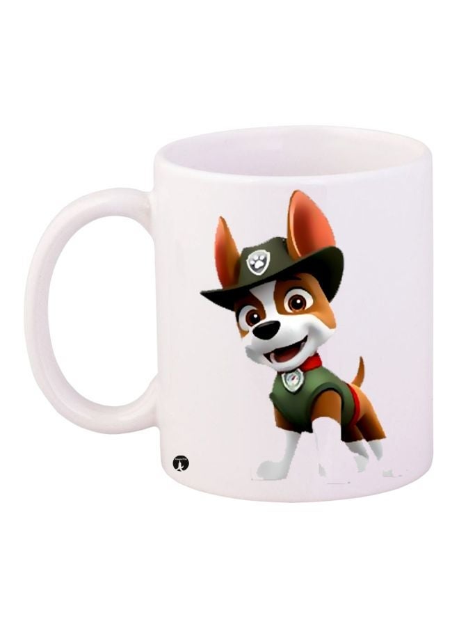 RYN German Shepherd Printed Coffee Mug White/Brown/Green 11ounce