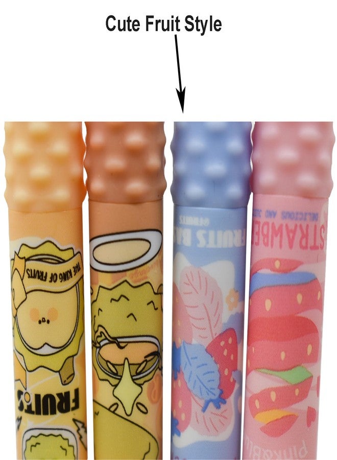 Maydahui 12 PCS Retractable Fruit Small Pocket Rollerball Gel Pens Novelty Strawberry Durian Short Round Pen Mini Fat Tremor Parkinson Arthritis Hands Pen Black Ink for School Party Office - Image 3