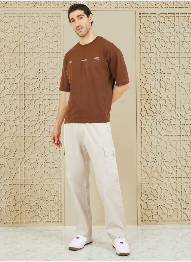 Styli - Premium Panelled Stretch Slub Woven Cargo Relaxed Pants - Image 1