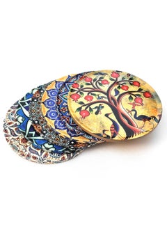 Alwan 6-Piece Ottoman Motifs Ceramic Coaster Set Multicolour 9cm  - Image 1