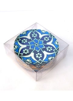 Alwan 6-Piece Ottoman Motifs Ceramic Coaster Set Multicolour 9cm  - Image 4