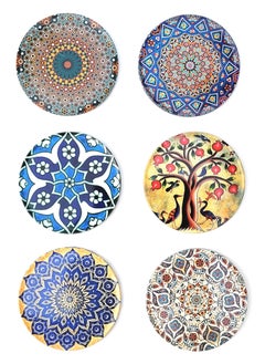 Alwan 6-Piece Ottoman Motifs Ceramic Coaster Set Multicolour 9cm  - Image 2
