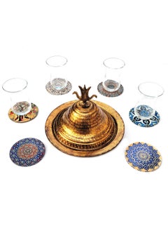 Alwan 6-Piece Ottoman Motifs Ceramic Coaster Set Multicolour 9cm  - Image 3