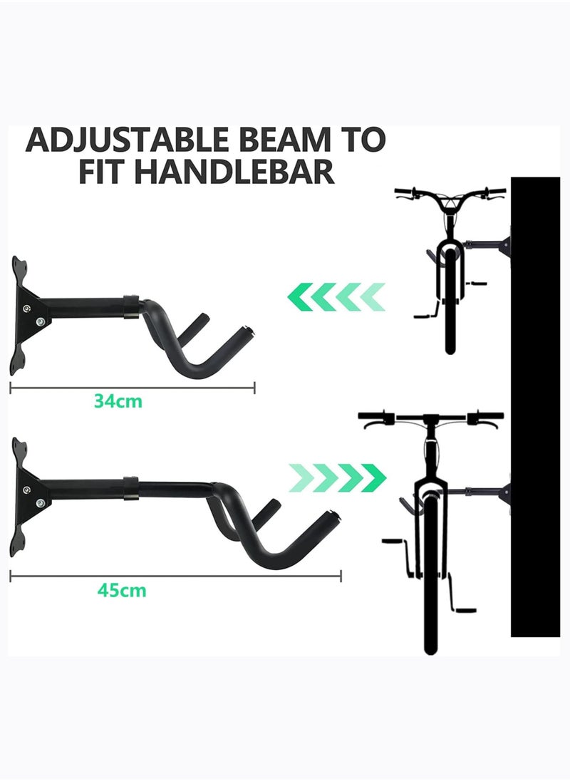 Arabest Bike Wall Mount Bike Storage Rack - Foldable - Length and Angle Adjustable - Horizontal Bicycle Rack for Garage,Indoor,Home,Road Bikes,Mountain Bikes,Hybrid Bikes with Screws  - Image 2