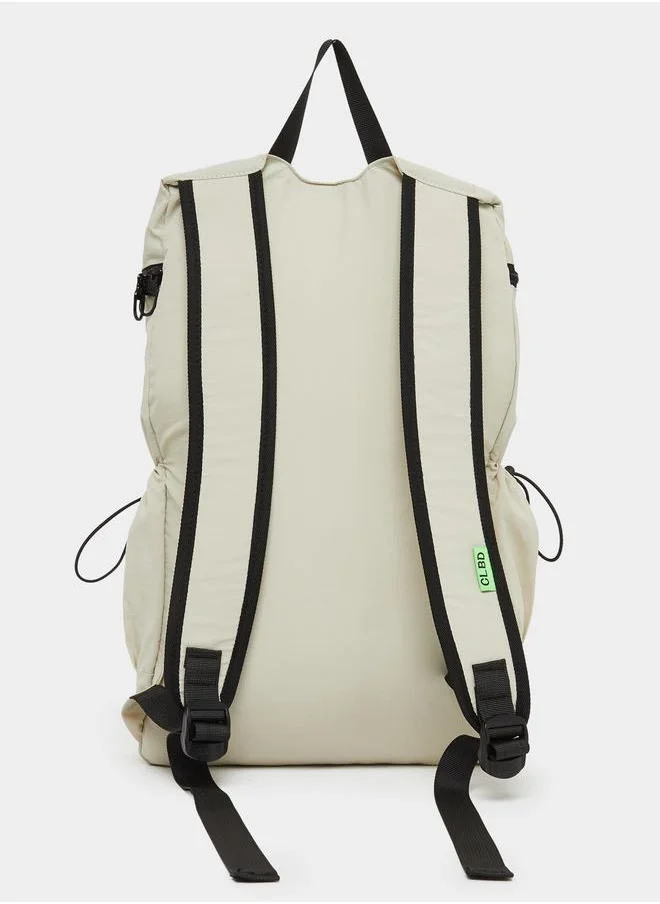 ستايلي Styli Solid Backpack with Zip Closure and Drawstring Detail