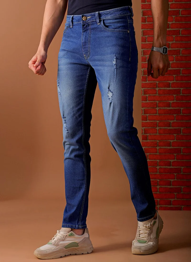 Men Slim Fit Solid Mid-Rise Jeans