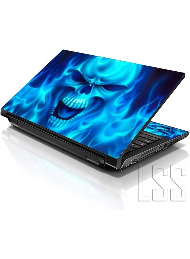 LSS Laptop 15 15.6 Skin Cover with Colorful Blue Monster Pattern for HP Dell Lenovo Apple Asus Acer Compaq - Fits 13.3" 14" 15.6" 16" (2 Wrist Pads Free) - Image 1
