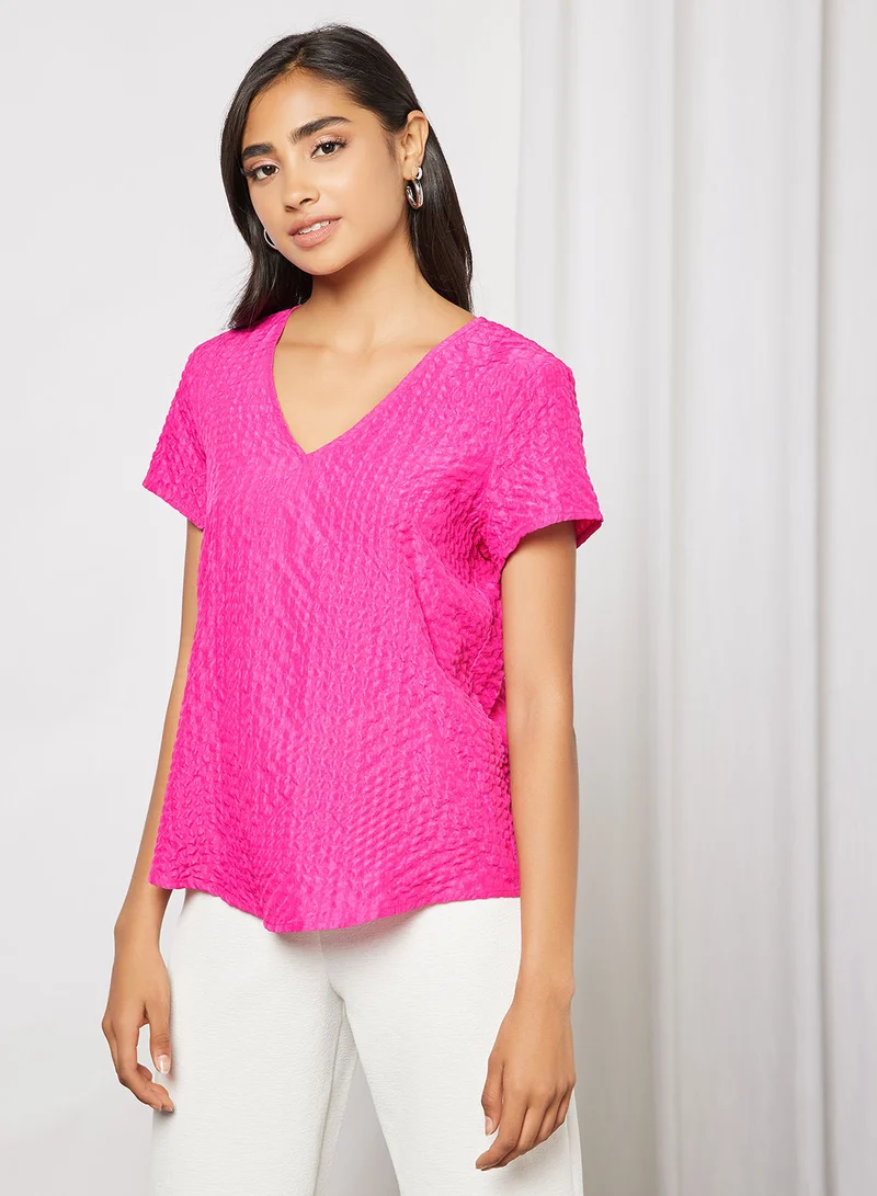 فيرو مودا Textured V Neck Blouse