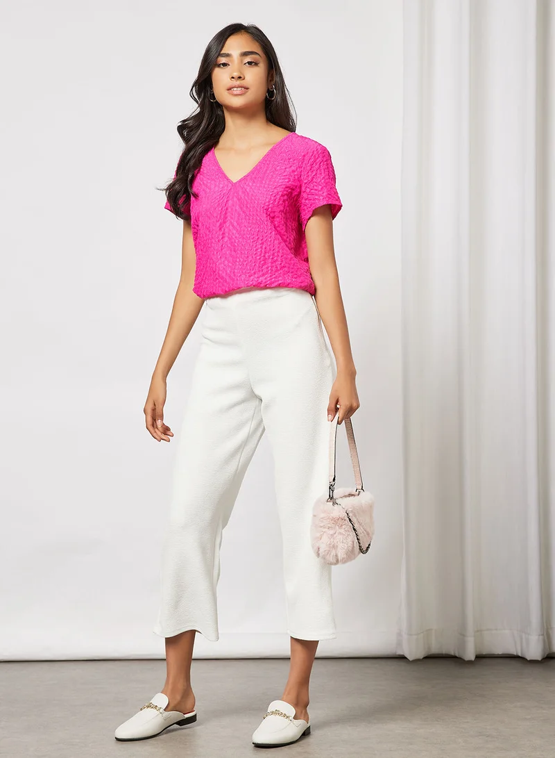 فيرو مودا Textured V Neck Blouse