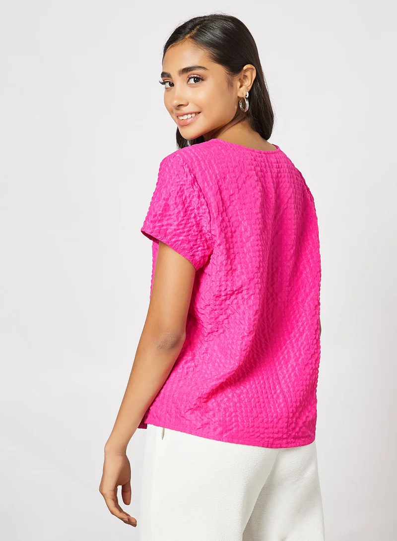 فيرو مودا Textured V Neck Blouse