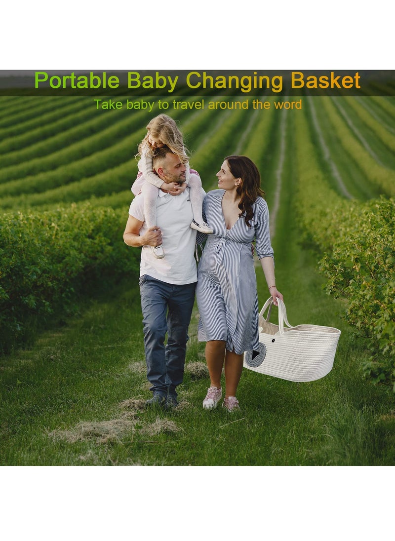 XiuWoo Baby Changing Basket Set of 3,Hand-Woven Moses Basket for Babies with Soft Pad Pillow,Portable Baby Diaper Changing Station for Boho Nursery Decor, 70*40*25cm  - Image 3