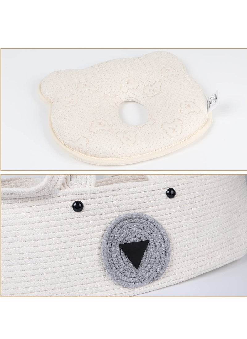 XiuWoo Baby Changing Basket Set of 3,Hand-Woven Moses Basket for Babies with Soft Pad Pillow,Portable Baby Diaper Changing Station for Boho Nursery Decor, 70*40*25cm  - Image 5