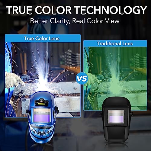 TRQWH Welding Hood Auto Darkening Welding Helmet with Light True Color 1/1/1/2 Top Optical Clarity Wide Shade 9-13 Welding Mask with Welding Gloves (KTS-JD03) - Image 4