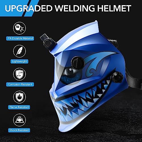 TRQWH Welding Hood Auto Darkening Welding Helmet with Light True Color 1/1/1/2 Top Optical Clarity Wide Shade 9-13 Welding Mask with Welding Gloves (KTS-JD03) - Image 3