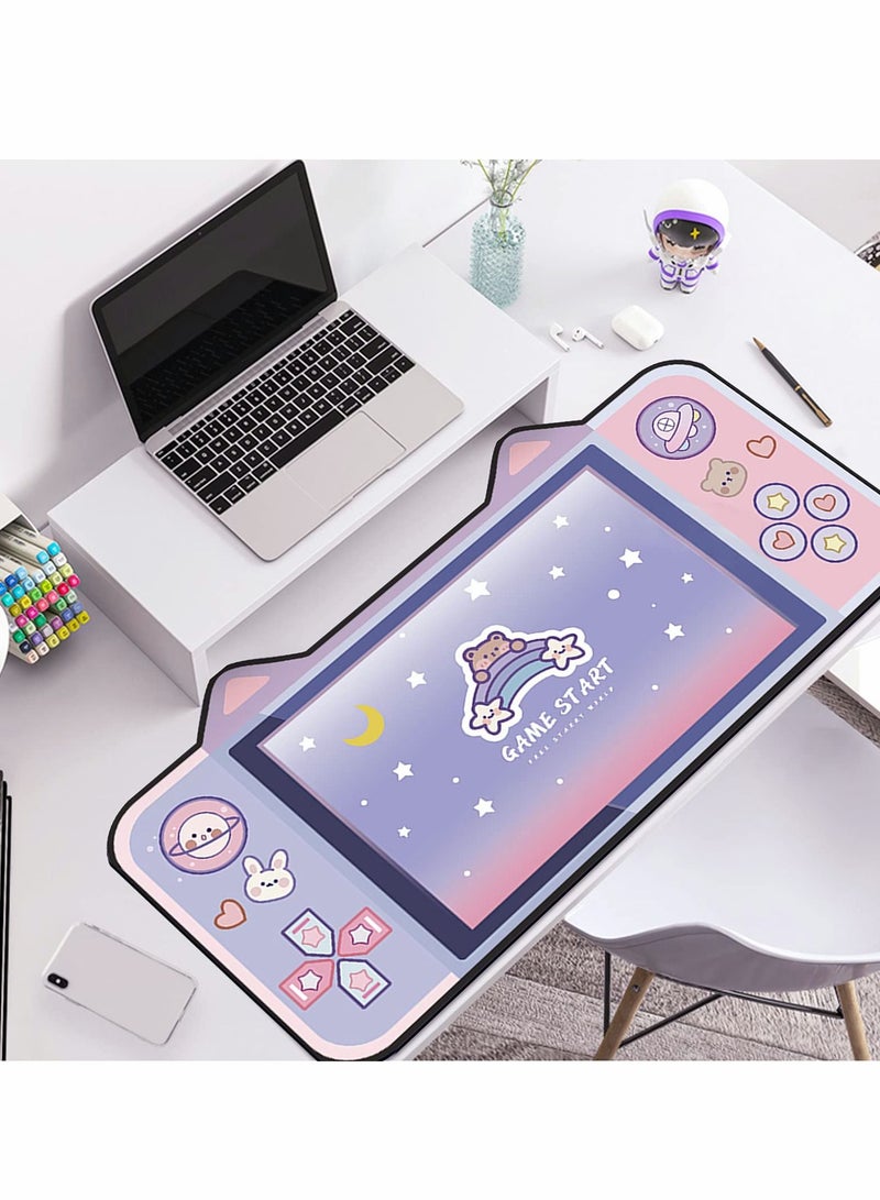 Kawaii Anime Mouse Mat, Cute Cartoon Cat Ear Extended Gaming Mouse Pad 31.5x15.7 inch, Large Non-Slip Rubber Base Mousepad Computer Laptop Desk Pad Waterproof for Work Game Office Home - Image 3