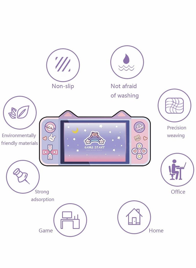 Kawaii Anime Mouse Mat, Cute Cartoon Cat Ear Extended Gaming Mouse Pad 31.5x15.7 inch, Large Non-Slip Rubber Base Mousepad Computer Laptop Desk Pad Waterproof for Work Game Office Home - Image 5
