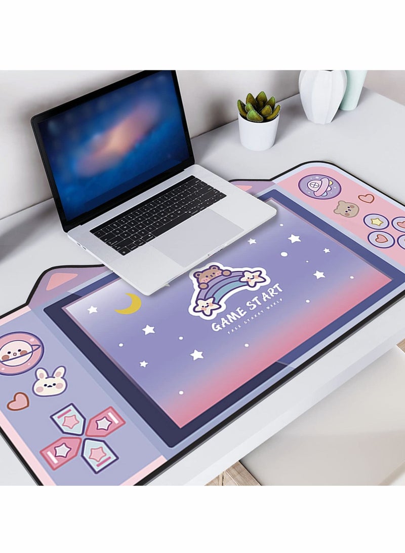 Kawaii Anime Mouse Mat, Cute Cartoon Cat Ear Extended Gaming Mouse Pad 31.5x15.7 inch, Large Non-Slip Rubber Base Mousepad Computer Laptop Desk Pad Waterproof for Work Game Office Home - Image 4