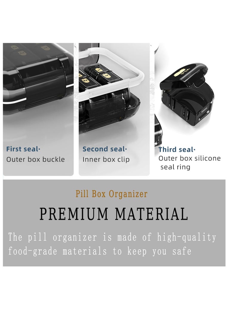 Excefore Removable Pill Box Organizer, 2 Compartments Small Pill Box AM PM, Portable 3 Day Travel Pill Organizer, Daily Pill Organizer for Vitamins, Medication, Supplements, Fish Oils, Black - Image 4