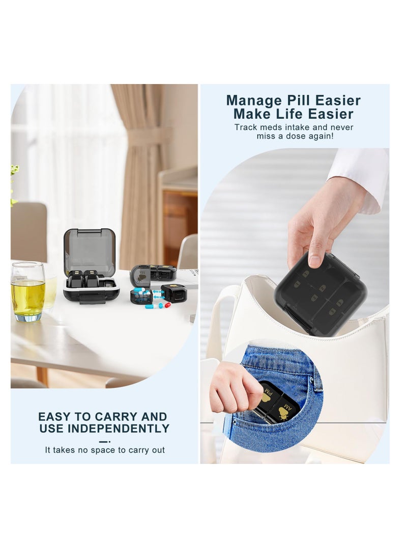 Excefore Removable Pill Box Organizer, 2 Compartments Small Pill Box AM PM, Portable 3 Day Travel Pill Organizer, Daily Pill Organizer for Vitamins, Medication, Supplements, Fish Oils, Black - Image 5