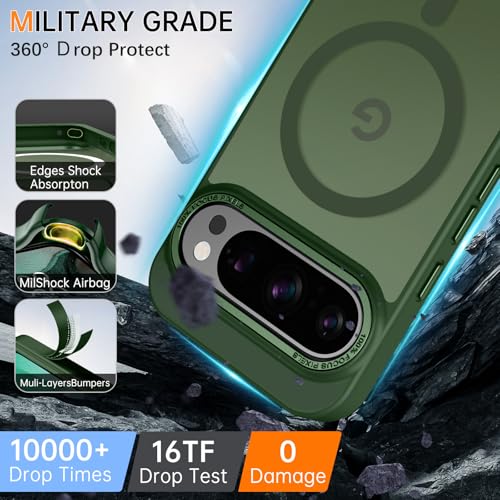 YINLAI for Google Pixel 10 Pro XL Case,Magnetic Compatible with MagSafe, Slim Matte Anti-Fingerprint, Shockproof Full Body Military Grade Protection for Google Pixel 10 Pro XL Cover, Green - Image 4