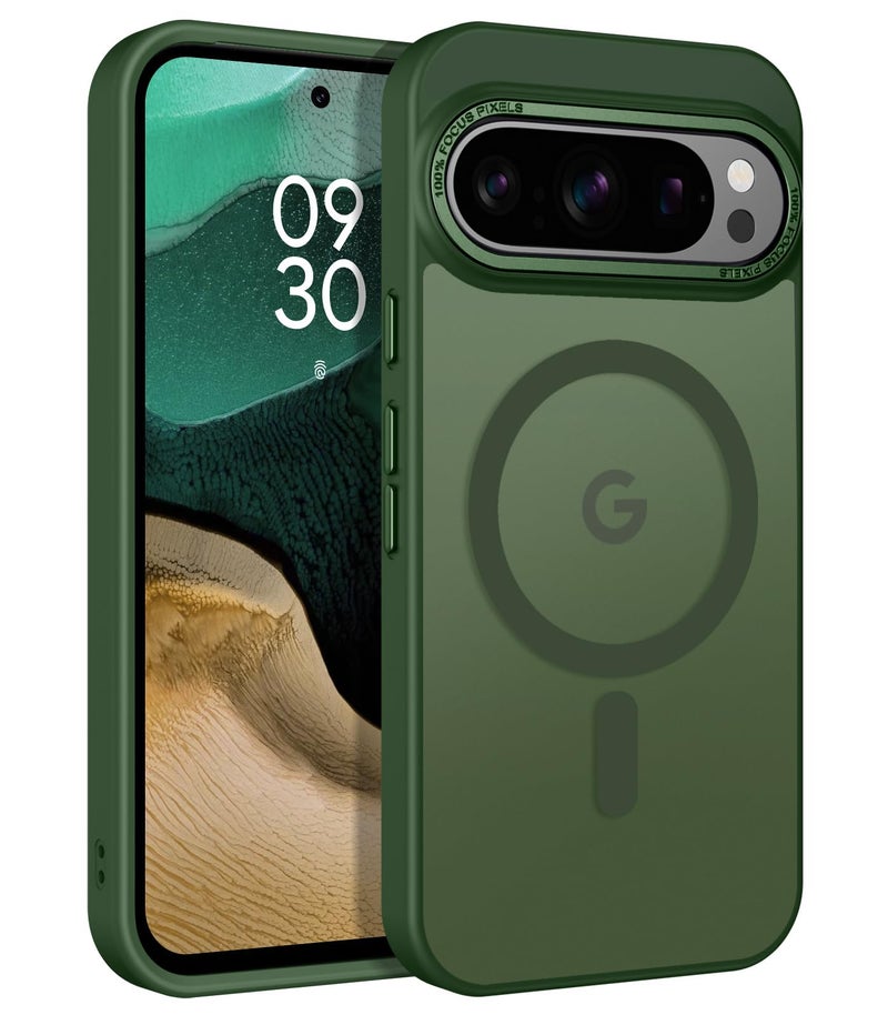 YINLAI for Google Pixel 10 Pro XL Case,Magnetic Compatible with MagSafe, Slim Matte Anti-Fingerprint, Shockproof Full Body Military Grade Protection for Google Pixel 10 Pro XL Cover, Green - Image 1