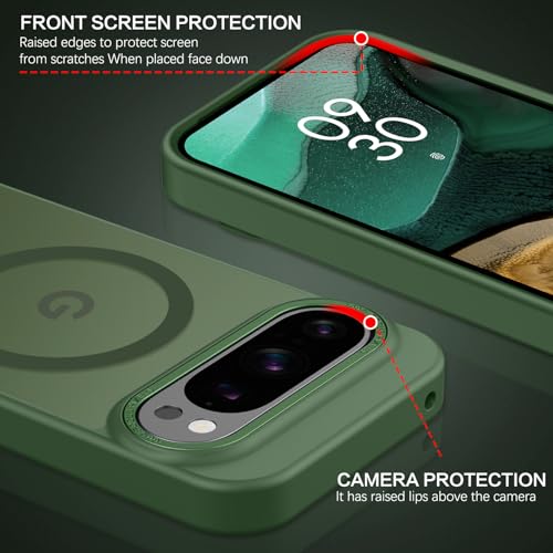 YINLAI for Google Pixel 10 Pro XL Case,Magnetic Compatible with MagSafe, Slim Matte Anti-Fingerprint, Shockproof Full Body Military Grade Protection for Google Pixel 10 Pro XL Cover, Green - Image 5