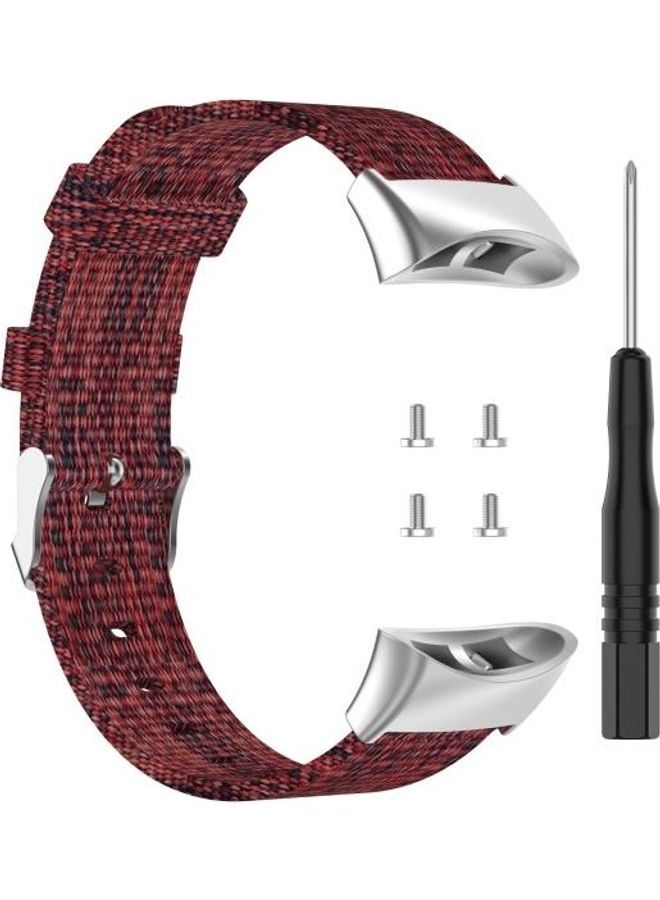 NIBEMINENT Universal Nylon Canvas Replacement Wrist Strap Watchband For Garmin Forerunner 45 / 45S Swim 2 Wine Red - Image 1