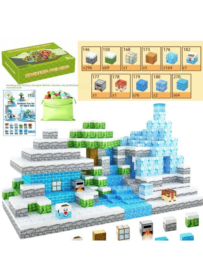 Generic - My World Magnetic Block Building Blocks Suit Magnetic Particles Children's Educational Toys Frozen-Color:[Export Quality] Frozen 112pcs+color Box+storage Bag+instruction Manual - Image 1