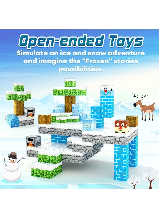 Generic - My World Magnetic Block Building Blocks Suit Magnetic Particles Children's Educational Toys Frozen-Color:[Export Quality] Frozen 112pcs+color Box+storage Bag+instruction Manual - Image 1