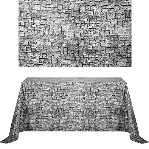 Chuangdi 45 x 9 Feet Brick Stone Wall Backdrop Stone Wall Scene Setter Wallpaper Curtains Door Removable Tablecloth Photo for Winter HalloweenGrey