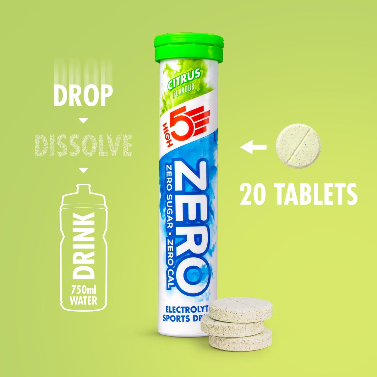 Zero Electrolyte Tablet - Hydration Tablets Enhanced With Vitamin C - 0 Calories & Sugar Free - Boost Hydration, Performance & Wellness - Citrus, 20 Tablets (20X, Pack Of 1)