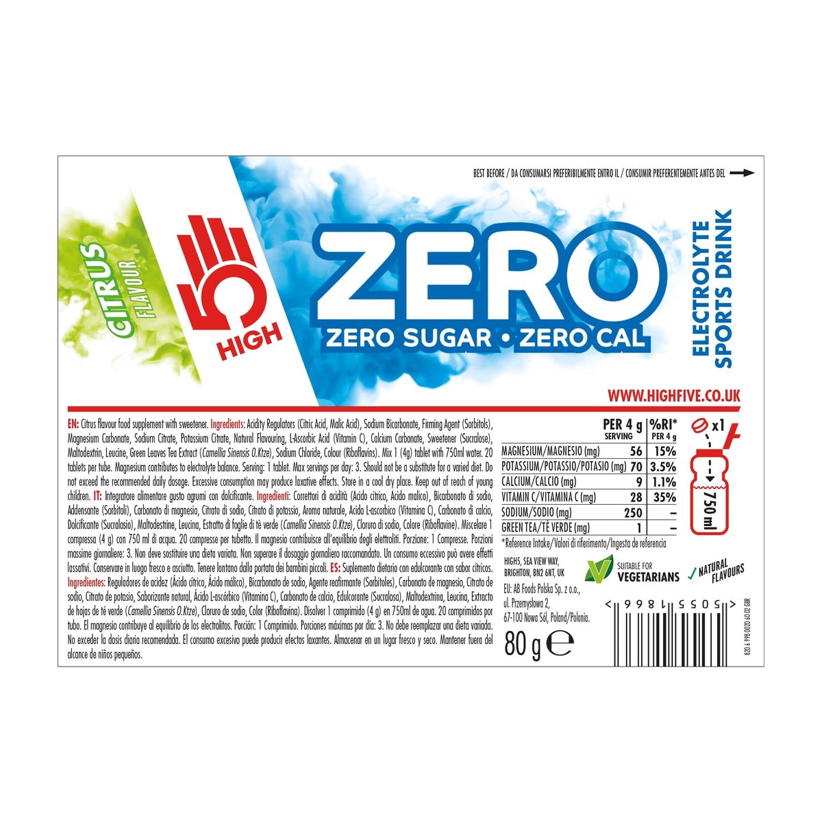 Zero Electrolyte Tablet - Hydration Tablets Enhanced With Vitamin C - 0 Calories & Sugar Free - Boost Hydration, Performance & Wellness - Citrus, 20 Tablets (20X, Pack Of 1)