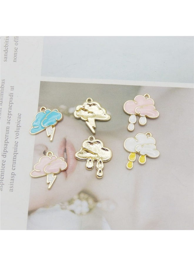 Julie Wang 24 Pcs Enamel Cloud Rain Lightning Charms Bulk Mixed Color Blue Pink White For Jewelry Necklace Bracelet Pendants Making Craft Diy Accessory  - Image 3