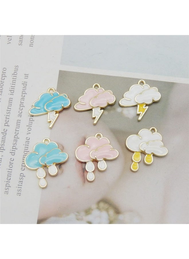 Julie Wang 24 Pcs Enamel Cloud Rain Lightning Charms Bulk Mixed Color Blue Pink White For Jewelry Necklace Bracelet Pendants Making Craft Diy Accessory  - Image 4