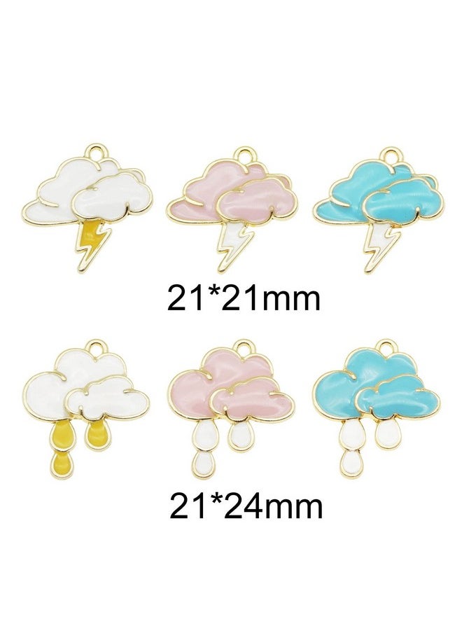 Julie Wang 24 Pcs Enamel Cloud Rain Lightning Charms Bulk Mixed Color Blue Pink White For Jewelry Necklace Bracelet Pendants Making Craft Diy Accessory  - Image 2