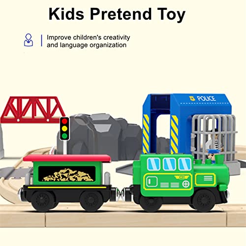 HANQIAN Battery Operated Locomotive Train Set for Wooden Train Track Electric Remote Control Magnetic Vehicles Toy Powerful Engine Light Train Cars Toy Sets for Kids Toddler Gift - Image 5